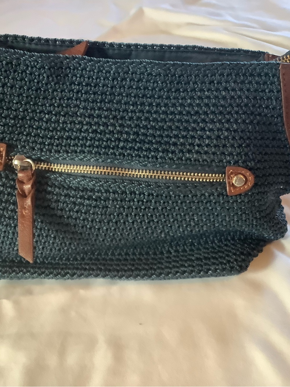 The Sak Navy Woven Shoulder Bag with Brown Trim - Picture 4 of 12